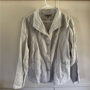 FLAX 100% Linen Grey Lightweight Button Down Jacket Women’s Size Medium